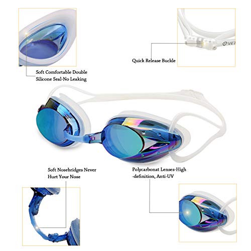 Anti Fog Swimming Goggles UV Protection Mirrored & Clear No Leaking Triathlon Equipment for Adult and Children 2 Pack vetoky Swim Goggles 